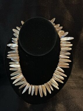 Vintage Mother of Pearl Spike Bib Necklace